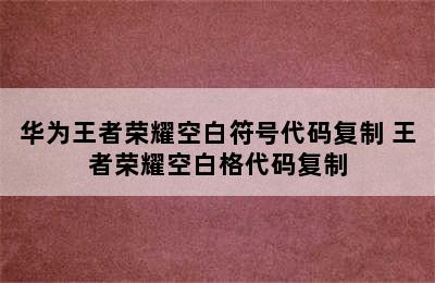 华为王者荣耀空白符号代码复制 王者荣耀空白格代码复制